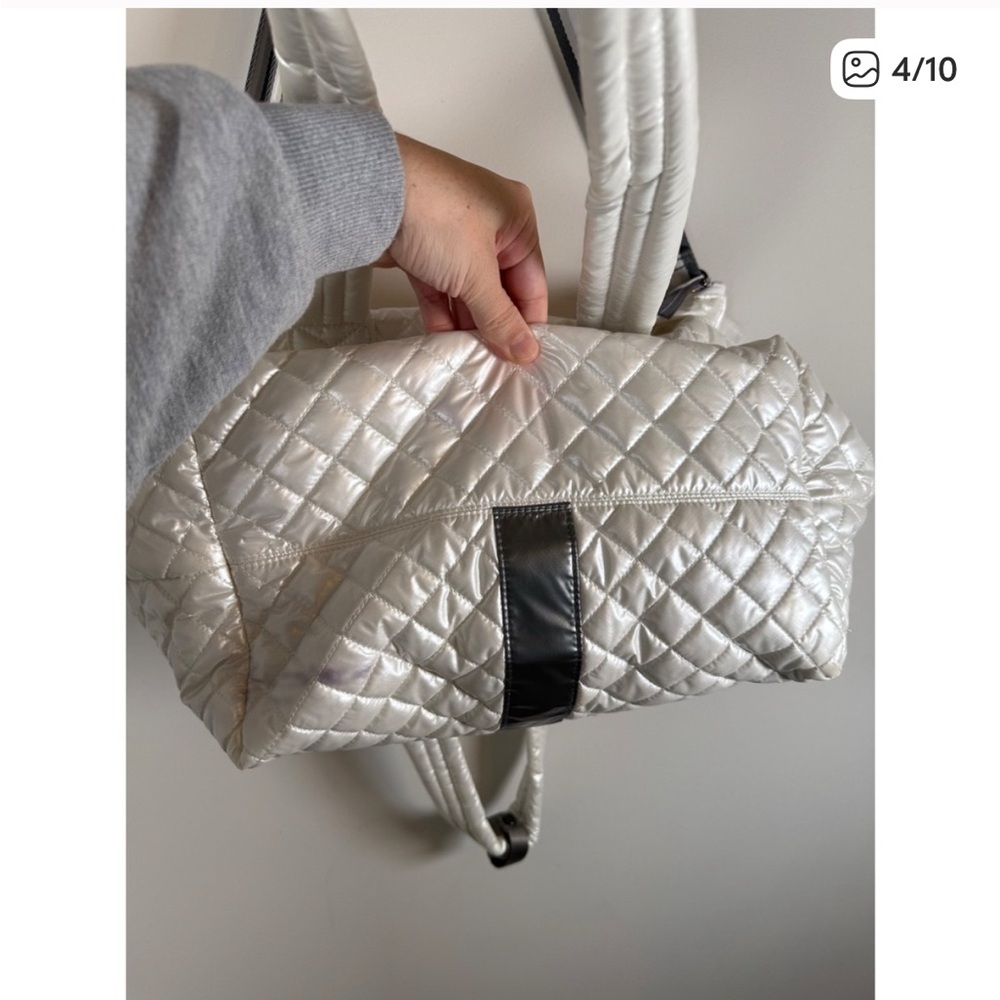 Oliver Thomas Kitchen Sink Tote Bag Quilted Puffer Shoulder Overnight Bag White - Picture 4 of 10